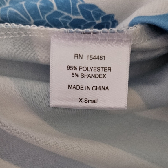 Jean-Pierre Klifa Isabella Dress Blue White and Teal Pineapple Print size XS EUC - Picture 4 of 7